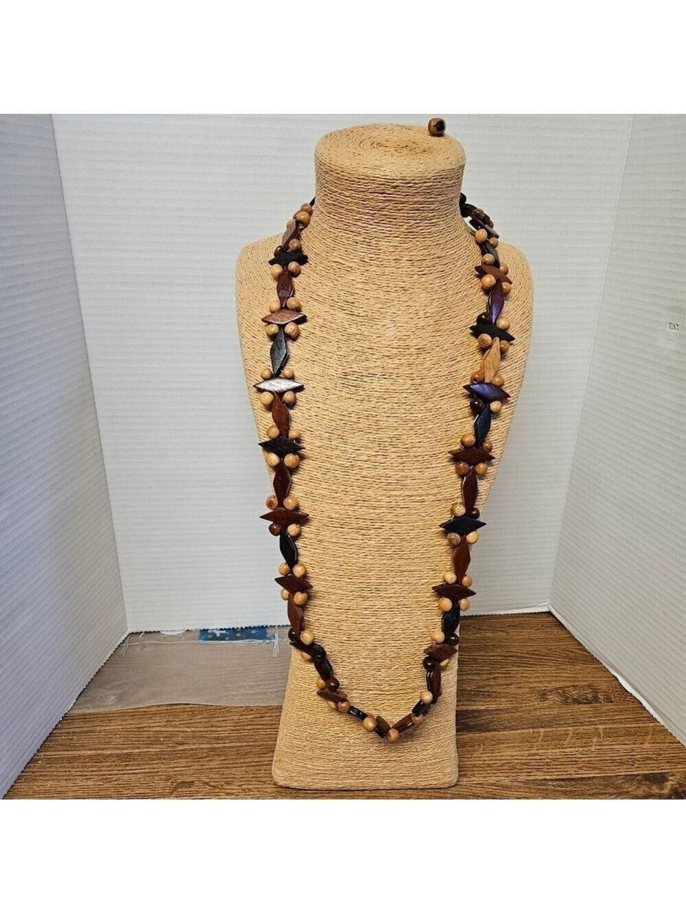 Elegant Red Jasper Wood and Beaded Necklace